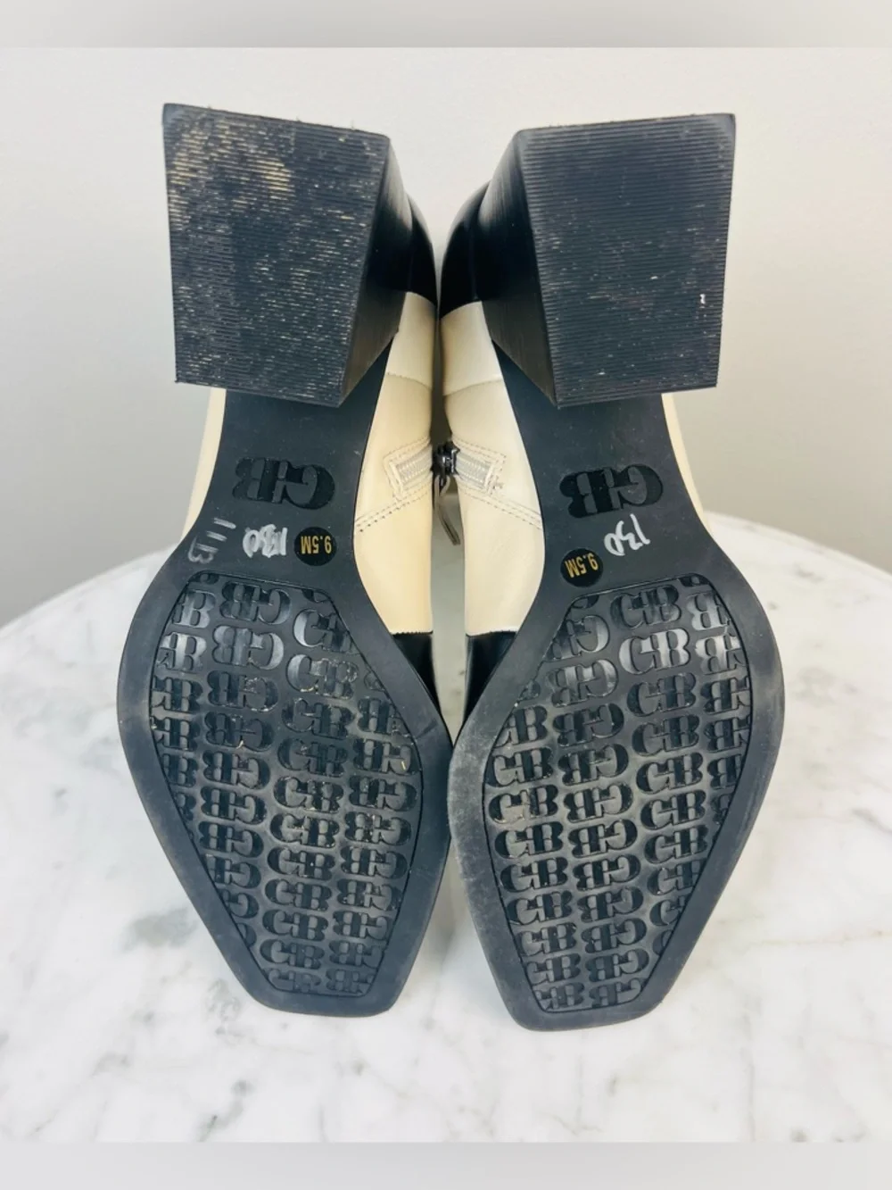 GB “Holy-Grail” Wavy Colorblock Leather Block Heel Booties – Size 9.5 - Picture 8 of 11